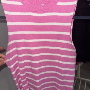 twik Pink and White Striped Sleeveless Knit Tank